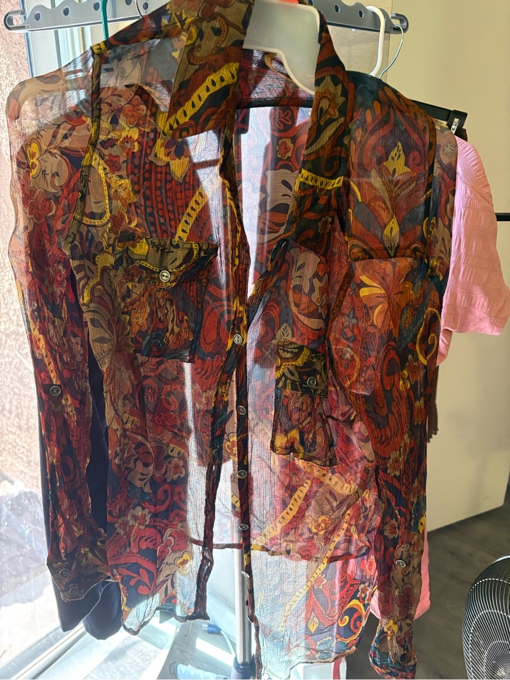 Lucky Brand Multicolor Paisley Sheer Button-Front Blouse